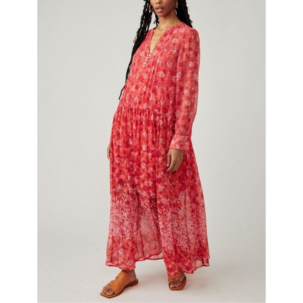 Free People Red Floral Maxi Dress
